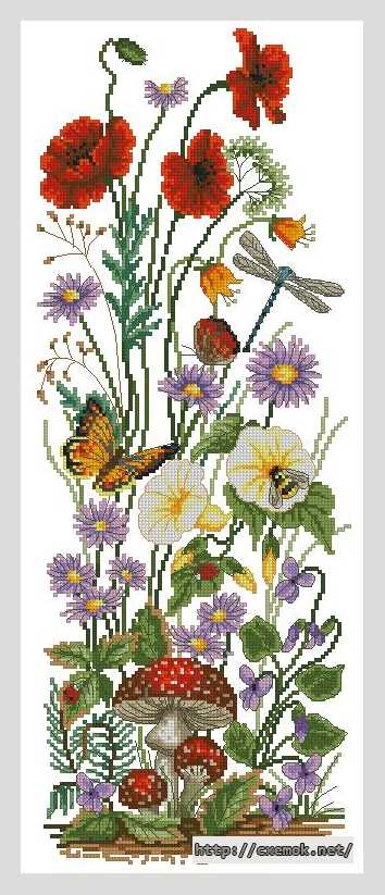 Download embroidery patterns by cross-stitch  - Полевые цветы