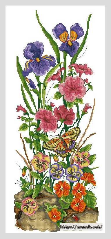 Download embroidery patterns by cross-stitch  - Садовые цветы
