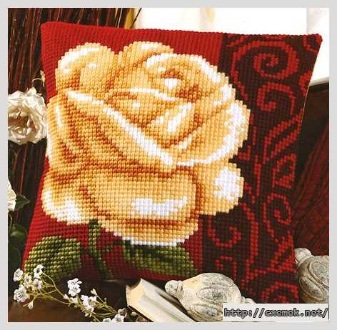 Download embroidery patterns by cross-stitch  - Подушка «роза»