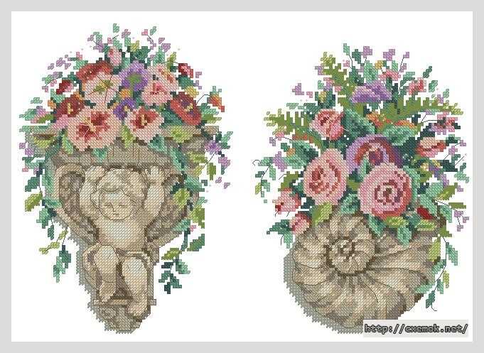 Download embroidery patterns by cross-stitch  - Очаровательные розы