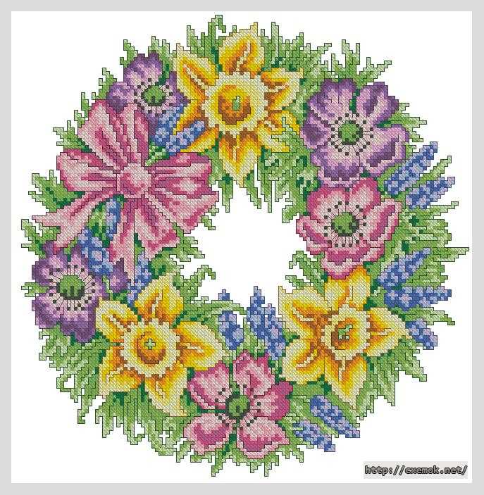 Download embroidery patterns by cross-stitch  - Венок
