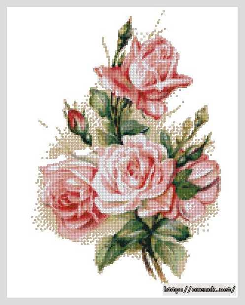 Download embroidery patterns by cross-stitch  - Розовые розы