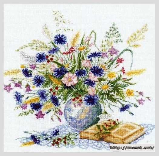 Download embroidery patterns by cross-stitch  - Букет с васильками