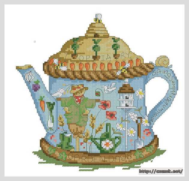 Download embroidery patterns by cross-stitch  - Садовый чайник