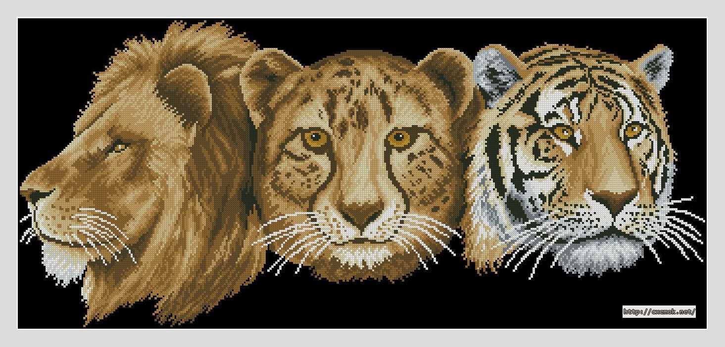 Download embroidery patterns by cross-stitch  - Трио большого кота