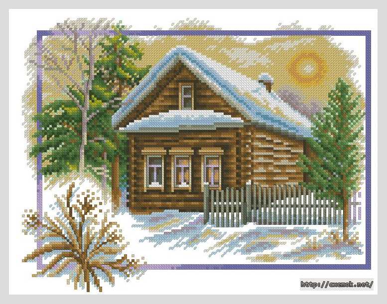 Download embroidery patterns by cross-stitch  - Дом зимой