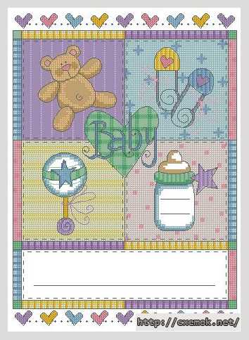 Download embroidery patterns by cross-stitch  - Детская метрика