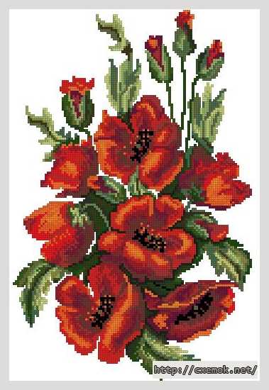Download embroidery patterns by cross-stitch  - Маки