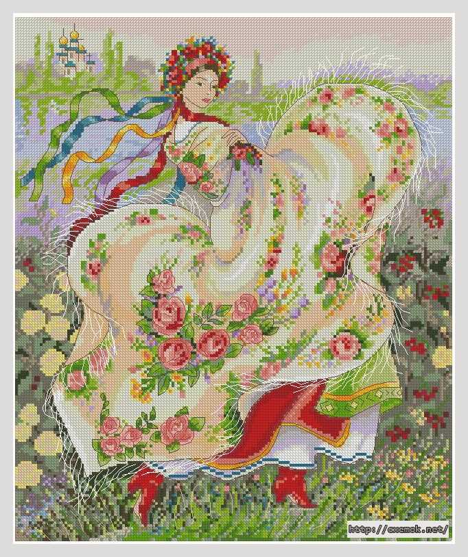 Download embroidery patterns by cross-stitch  - Праздничный платок