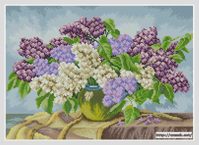 Download embroidery patterns by cross-stitch  - Сирень в вазе