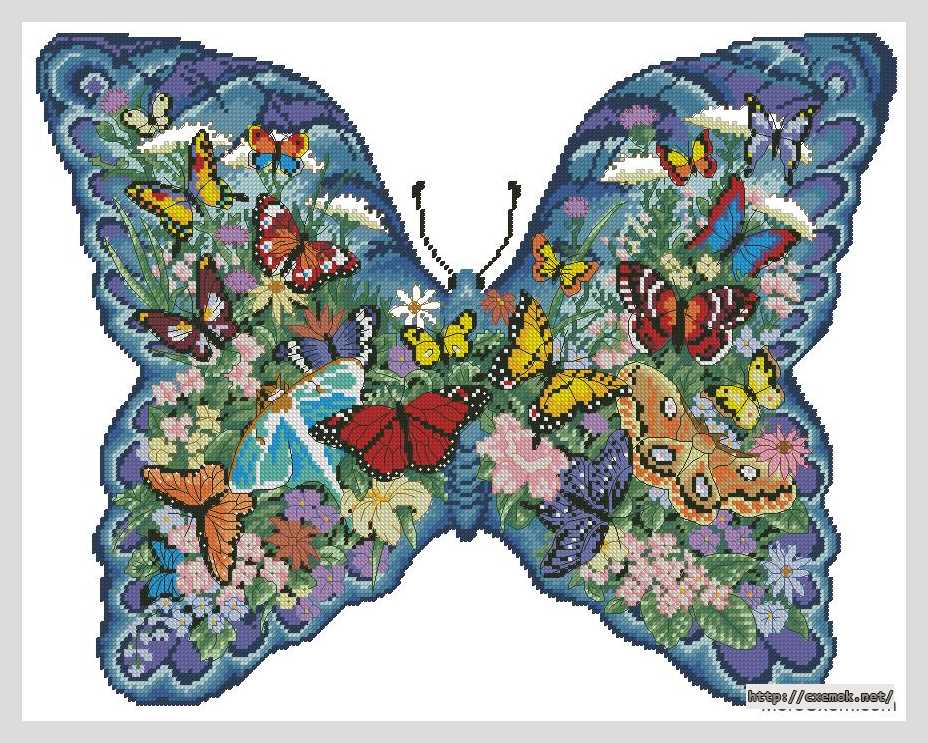Download embroidery patterns by cross-stitch  - Летающие цветы