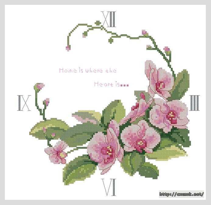 Download embroidery patterns by cross-stitch  - Часы «орхидея»