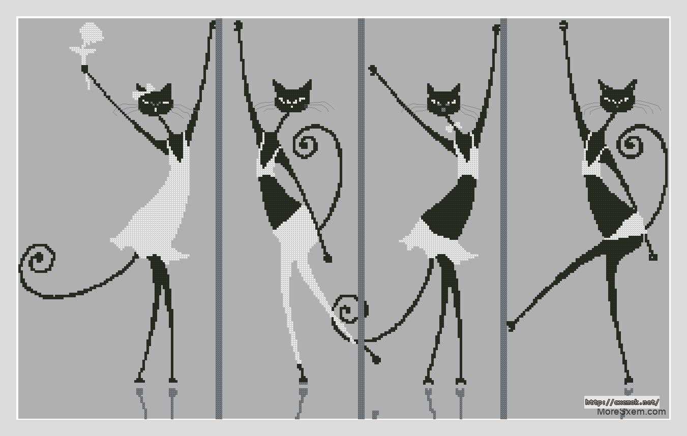 Вышивка коты танцуют