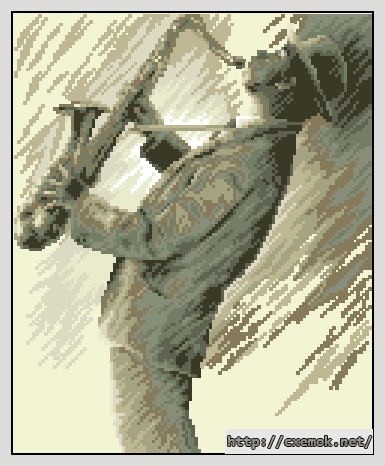 Download embroidery patterns by cross-stitch  - Jazz player, author 