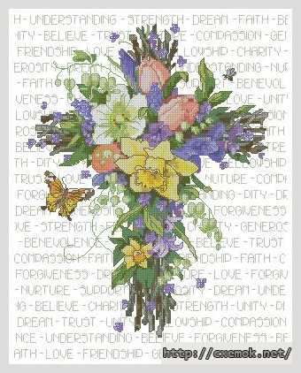 Download embroidery patterns by cross-stitch  - Весенний цветочный крест