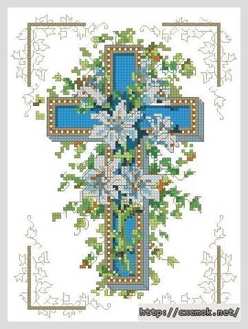 Download embroidery patterns by cross-stitch  - Крест с лилиями