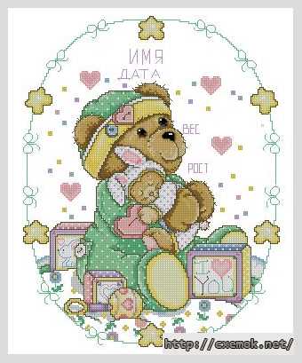 Download embroidery patterns by cross-stitch  - Метрика-мишка