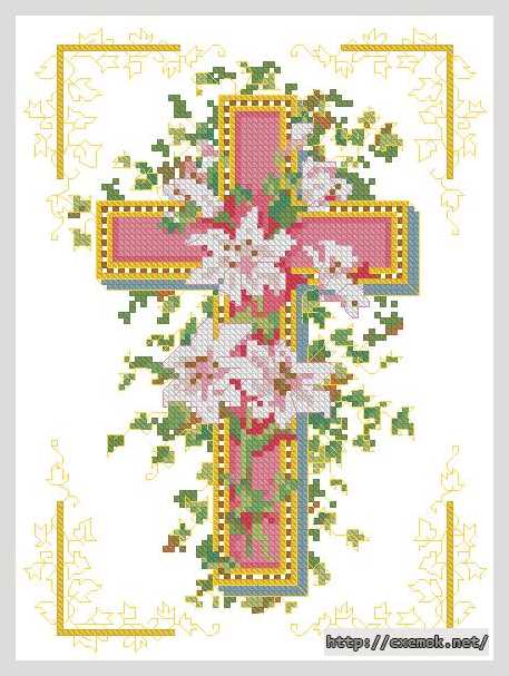 Download embroidery patterns by cross-stitch  - Розовый крест