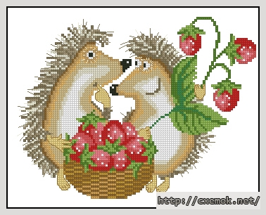 Download embroidery patterns by cross-stitch  - Земляничные ежики ( їжачки з суницею), author 
