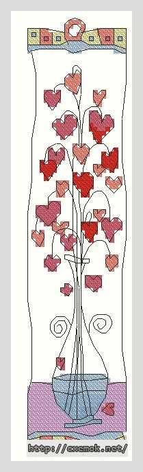 Download embroidery patterns by cross-stitch  - Сердца в стеклянной вазе