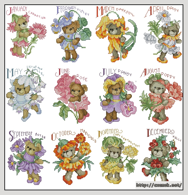 Download embroidery patterns by cross-stitch  - Flowerbears, author 