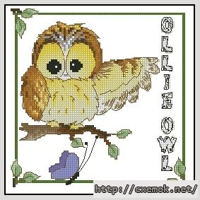 Скачать схему вышивки нитками Ollie Owl, автор 