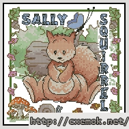 Скачать схему вышивки нитками Sally squirrel, автор 