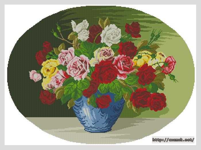 Download embroidery patterns by cross-stitch  - Ваза с розами