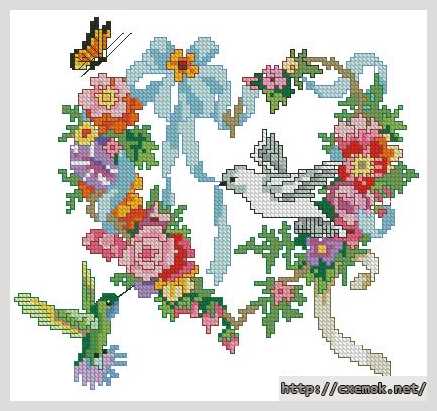 Download embroidery patterns by cross-stitch  - Венок цветочное сердце