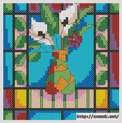 Download embroidery patterns by cross-stitch  - Витраж нежные каллы