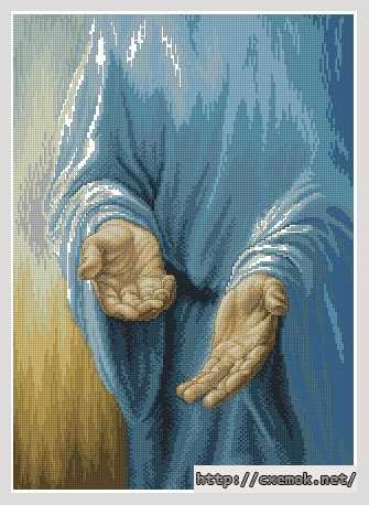 Скачать схему вышивки нитками Руки Иисуса