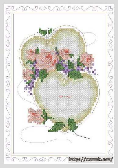 Download embroidery patterns by cross-stitch  - Два сердца