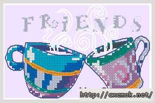 Download embroidery patterns by cross-stitch  - Две чашки
