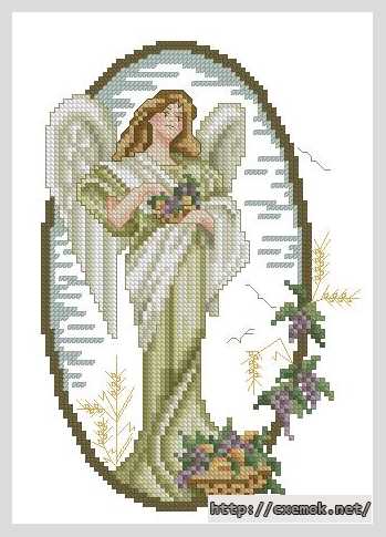 Download embroidery patterns by cross-stitch  - Ангел и цветы