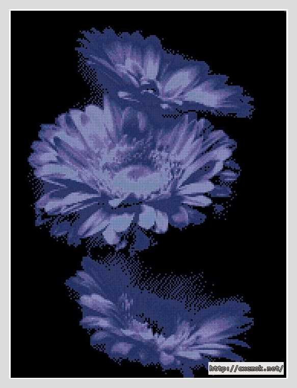 Скачать схему вышивки нитками Синие цветы