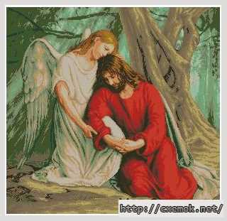 Скачать схемы вышивки нитками / крестом  - Иисус в гефсиманском саду