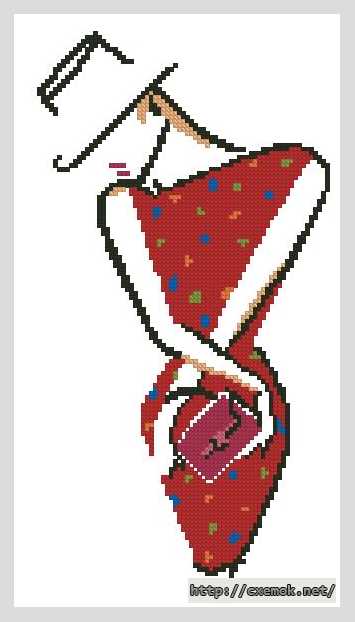 Download embroidery patterns by cross-stitch  - Дама в красном