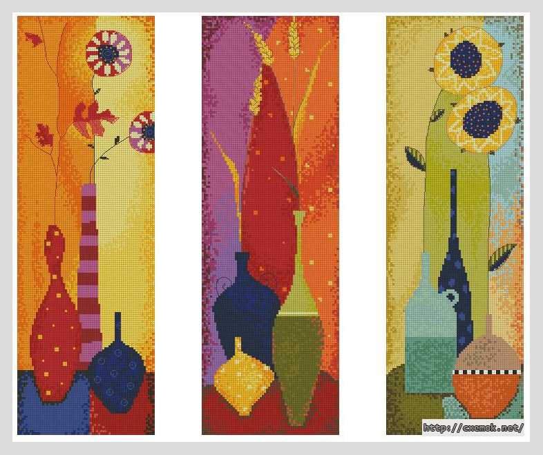 Download embroidery patterns by cross-stitch  - Яркий триптих