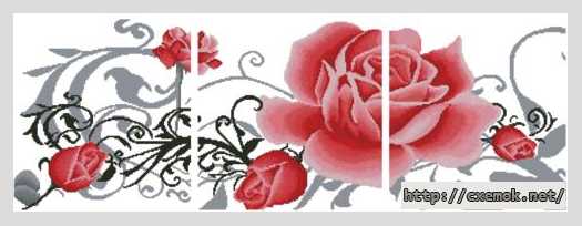 Завантажити схеми вишивки нитками / хрестом  - Триптих «розы»
