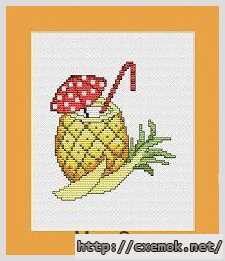Скачать схемы вышивки нитками / крестом  - Коктейль в ананасе