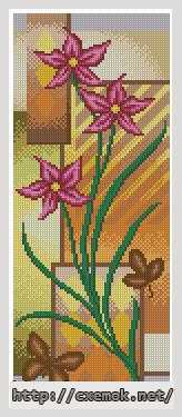 Download embroidery patterns by cross-stitch  - Панно с лилиями