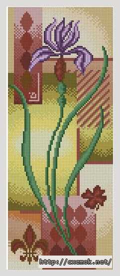 Download embroidery patterns by cross-stitch  - Панно с ирисом