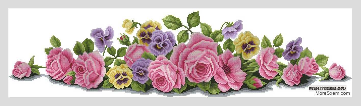 Download embroidery patterns by cross-stitch  - Розы и анютки