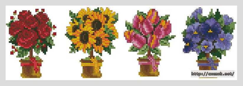 Download embroidery patterns by cross-stitch  - Цветы в горшках