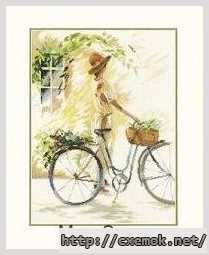 Завантажити схеми вишивки нитками / хрестом  - Девушка с велосипедом