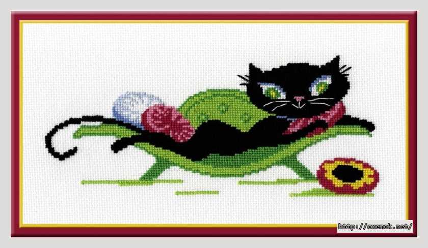 Download embroidery patterns by cross-stitch  - Кошечка на диване