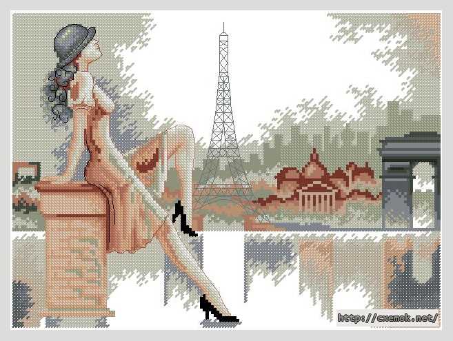 Скачать схему вышивки нитками Романтический Париж