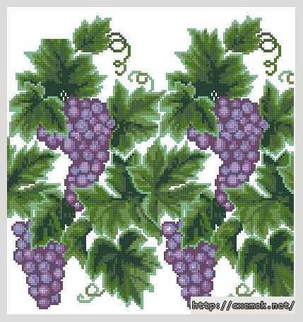 Завантажити схеми вишивки нитками / хрестом  - Рушник «грона винограду»