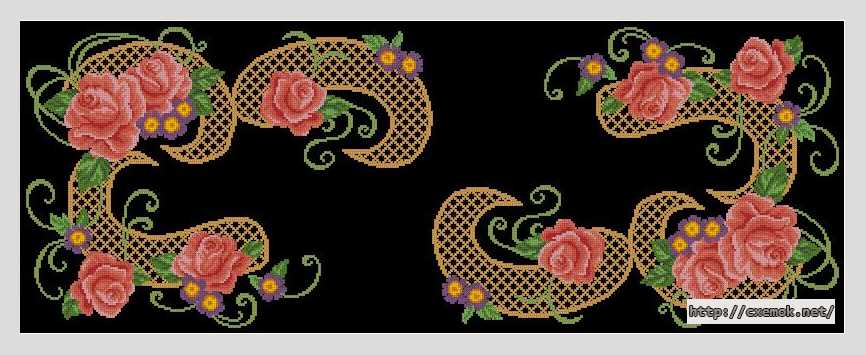 Download embroidery patterns by cross-stitch  - Дорожка с розовыми розами