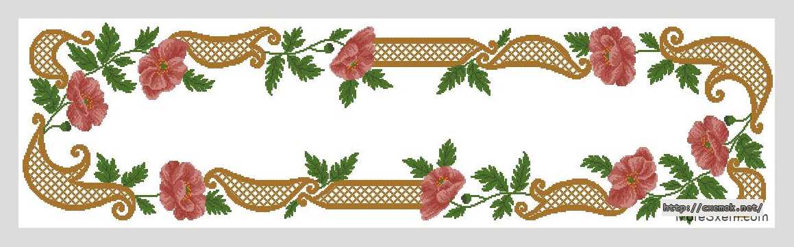 Download embroidery patterns by cross-stitch  - Дорожка с маками